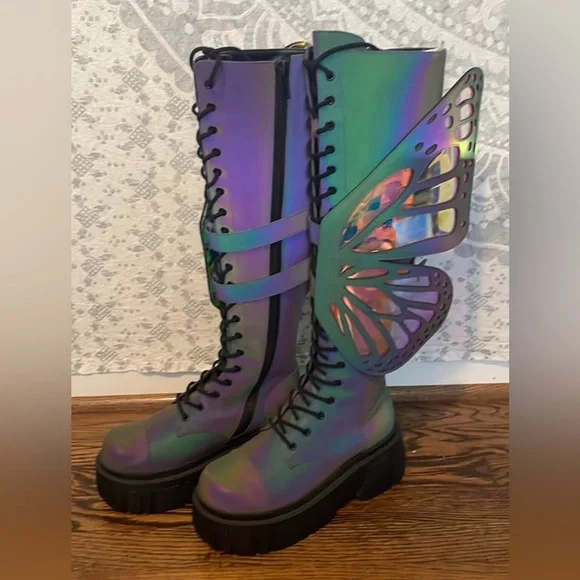MYSTIC GARDEN REFLECTIVE BUTTERFLY BOOTS - US size 8 - Picture 9 of 10